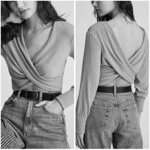 *Sold* Anthropologie Criss Cross Cropped Two Way Sweater - Picture 1 of 15